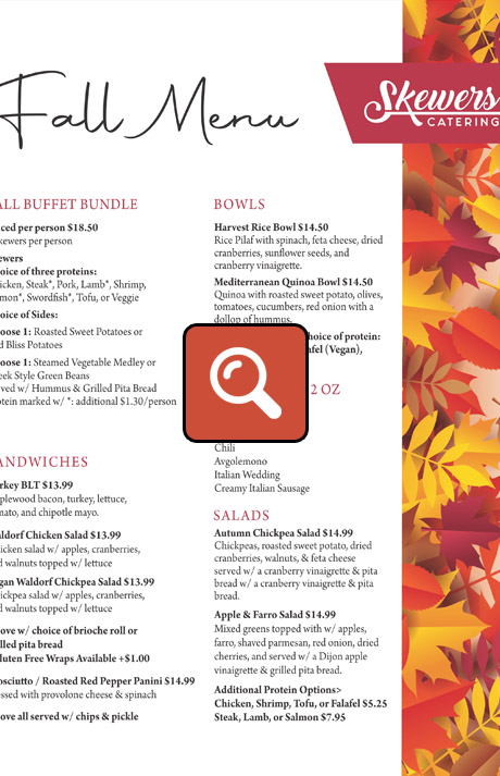 Fall Catering Menu